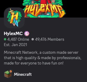HylexMC's original Discord community screenshot
